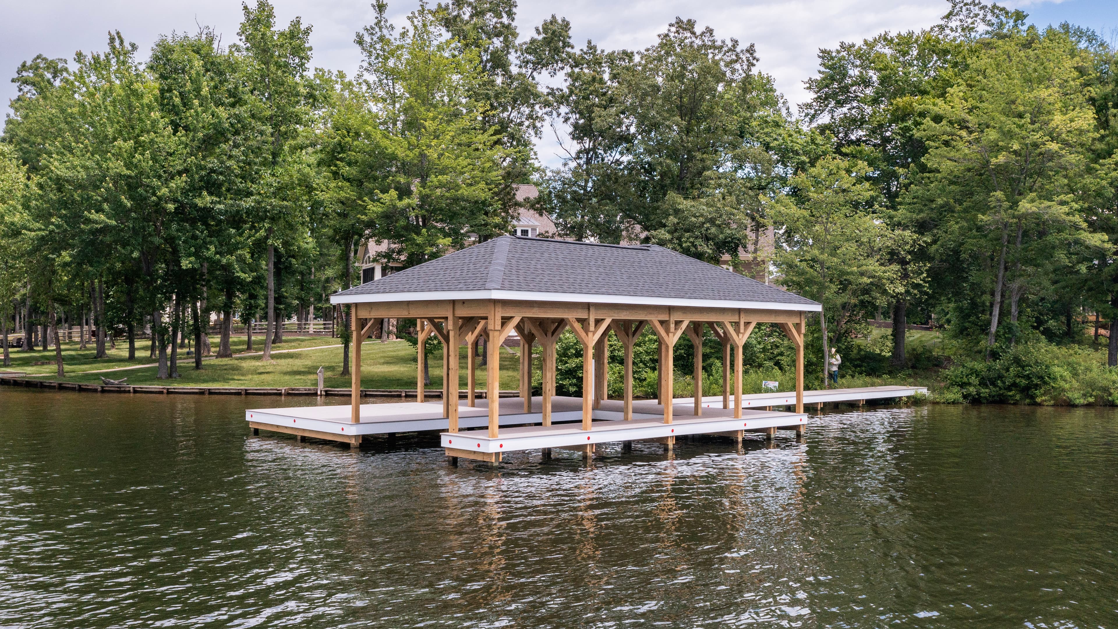 Boathouse aerial view on Lake Anna